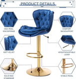 Darrahopens Furniture > Bar Stools & Chairs > Table & Bar Stools SERENITà Swivel Bar Stools Set of 2 Counter Height Barstools with Back Velvet Upholstered Adjustable Stool Chair Mid Century Modern Bar Stool for Kitchen Island (Navy Blue)