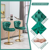 Darrahopens Furniture > Bar Stools & Chairs > Table & Bar Stools SERENITà Swivel Bar Stools Set of 2 Counter Height Barstools with Back Velvet Upholstered Adjustable Stool Chair Min Century Modern Bar Stool for Kitchen Island (Emerald Green)