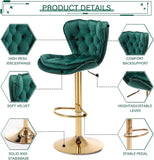Darrahopens Furniture > Bar Stools & Chairs > Table & Bar Stools SERENITà Swivel Bar Stools Set of 2 Counter Height Barstools with Back Velvet Upholstered Adjustable Stool Chair Min Century Modern Bar Stool for Kitchen Island (Emerald Green)