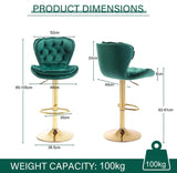 Darrahopens Furniture > Bar Stools & Chairs > Table & Bar Stools SERENITà Swivel Bar Stools Set of 2 Counter Height Barstools with Back Velvet Upholstered Adjustable Stool Chair Min Century Modern Bar Stool for Kitchen Island (Emerald Green)
