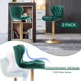 Darrahopens Furniture > Bar Stools & Chairs > Table & Bar Stools SERENITà Swivel Bar Stools Set of 2 Counter Height Barstools with Back Velvet Upholstered Adjustable Stool Chair Min Century Modern Bar Stool for Kitchen Island (Emerald Green)