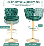 Darrahopens Furniture > Bar Stools & Chairs > Table & Bar Stools SERENITà Swivel Bar Stools Set of 2 Counter Height Barstools with Back Velvet Upholstered Adjustable Stool Chair Min Century Modern Bar Stool for Kitchen Island (Emerald Green)