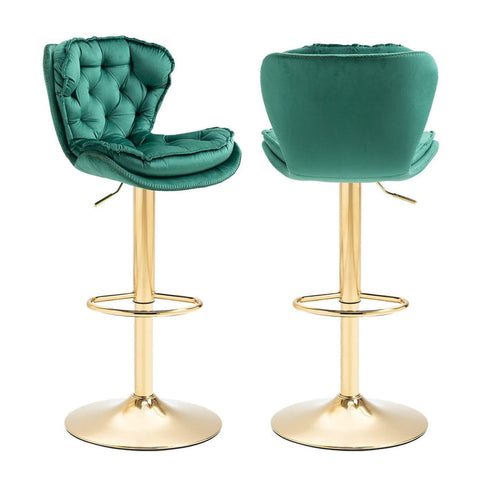 Darrahopens Furniture > Bar Stools & Chairs > Table & Bar Stools SERENITà Swivel Bar Stools Set of 2 Counter Height Barstools with Back Velvet Upholstered Adjustable Stool Chair Min Century Modern Bar Stool for Kitchen Island (Emerald Green)