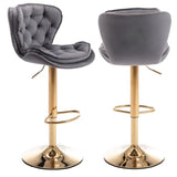 Darrahopens Furniture > Bar Stools & Chairs > Table & Bar Stools SERENITà Swivel Bar Stools Set of 2 Counter Height Barstools with Back Velvet Upholstered Adjustable Stool Chair Min Century Modern Bar Stool for Kitchen Island (Grey)