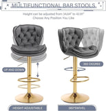 Darrahopens Furniture > Bar Stools & Chairs > Table & Bar Stools SERENITà Swivel Bar Stools Set of 2 Counter Height Barstools with Back Velvet Upholstered Adjustable Stool Chair Min Century Modern Bar Stool for Kitchen Island (Grey)