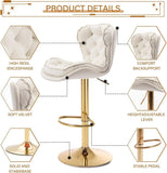 Darrahopens Furniture > Bar Stools & Chairs > Table & Bar Stools SERENITà Swivel Bar Stools Set of 2 Counter Height Barstools with Back Velvet Upholstered Adjustable Stool Chair Min Century Modern Bar Stool for Kitchen Island (Ivory)
