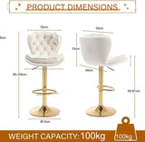 Darrahopens Furniture > Bar Stools & Chairs > Table & Bar Stools SERENITà Swivel Bar Stools Set of 2 Counter Height Barstools with Back Velvet Upholstered Adjustable Stool Chair Min Century Modern Bar Stool for Kitchen Island (Ivory)