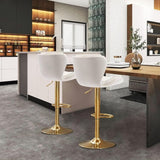 Darrahopens Furniture > Bar Stools & Chairs > Table & Bar Stools SERENITà Swivel Bar Stools Set of 2 Counter Height Barstools with Back Velvet Upholstered Adjustable Stool Chair Min Century Modern Bar Stool for Kitchen Island (Ivory)
