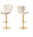 Darrahopens Furniture > Bar Stools & Chairs > Table & Bar Stools SERENITà Swivel Bar Stools Set of 2 Counter Height Barstools with Back Velvet Upholstered Adjustable Stool Chair Min Century Modern Bar Stool for Kitchen Island (Ivory)