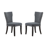 Darrahopens Furniture > Bar Stools & Chairs > Table & Bar Stools Set 2 Studded Grey Velvet Look Armless Dining Chairs 94cm