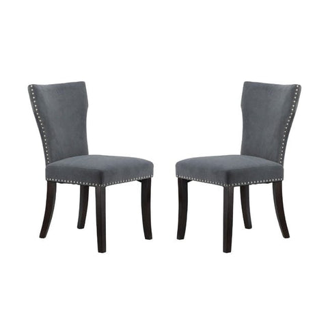Darrahopens Furniture > Bar Stools & Chairs > Table & Bar Stools Set 2 Studded Grey Velvet Look Armless Dining Chairs 94cm
