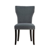 Darrahopens Furniture > Bar Stools & Chairs > Table & Bar Stools Set 2 Studded Grey Velvet Look Armless Dining Chairs 94cm