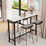 Darrahopens Furniture > Bar Stools & Chairs > Table & Bar Stools Xxl Marble Kitchen Bar Table Counter Breakfast Dining Table W/ Thicken Metal Leg