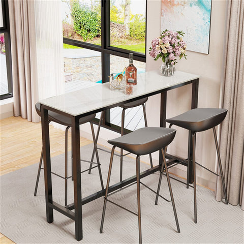 Darrahopens Furniture > Bar Stools & Chairs > Table & Bar Stools Xxl Marble Kitchen Bar Table Counter Breakfast Dining Table W/ Thicken Metal Leg
