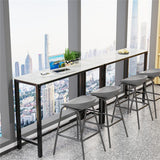 Darrahopens Furniture > Bar Stools & Chairs > Table & Bar Stools Xxl Marble Kitchen Bar Table Counter Breakfast Dining Table W/ Thicken Metal Leg