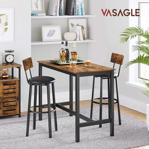 Darrahopens Furniture > Bar Stools & Chairs VASAGLE Set of 2 Bar Stools with Footrest PU Cover Vintage Brown Black