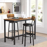 Darrahopens Furniture > Bar Stools & Chairs VASAGLE Set of 2 Bar Stools with Footrest PU Cover Vintage Brown Black