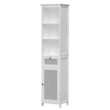 Darrahopens Furniture > Bathroom Artiss Bathroom Cabinet Storage 161cm White Rattan Tallboy Toilet Cupboard