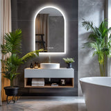 Arch Dimmable Led Bathroom Vanity Mirror w Antifog Temperature Date Time Display | darrahopens.com.au Premium AU Stock