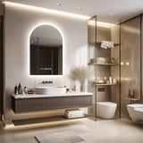 Arch Dimmable Led Bathroom Vanity Mirror w Antifog Temperature Date Time Display | darrahopens.com.au Premium AU Stock