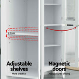 Darrahopens Furniture > Bathroom > Bathroom Cabinets, Cupboards & Storage Artiss 2X Bathroom Storage Cabinet 160cm Tall Slim Floor Cupboard Toilet Glass Door White