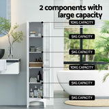 Darrahopens Furniture > Bathroom > Bathroom Cabinets, Cupboards & Storage Artiss 2X Bathroom Storage Cabinet 160cm Tall Slim Floor Cupboard Toilet Glass Door White