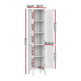 Darrahopens Furniture > Bathroom > Bathroom Cabinets, Cupboards & Storage Artiss 2X Bathroom Storage Cabinet 160cm Tall Slim Floor Cupboard Toilet Glass Door White