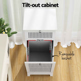 Darrahopens Furniture > Bathroom > Bathroom Cabinets, Cupboards & Storage Artiss 2X Laundry Hamper Cabinet Bathroom Storage White Rattan