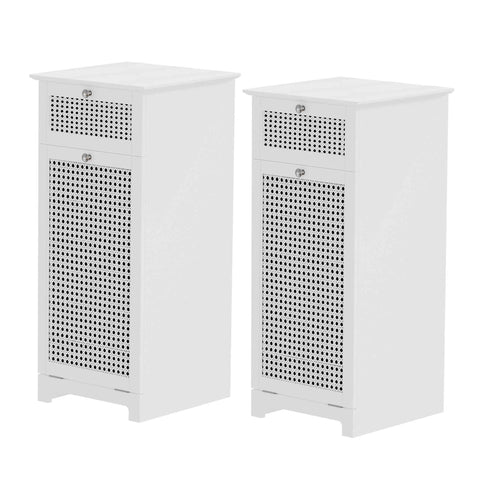Darrahopens Furniture > Bathroom > Bathroom Cabinets, Cupboards & Storage Artiss 2X Laundry Hamper Cabinet Bathroom Storage White Rattan