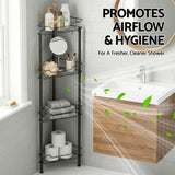 Darrahopens Furniture > Bathroom > Bathroom Cabinets, Cupboards & Storage Artiss 4 Tier Floor Standing Corner Shower Caddy Bathroom Organizer Black