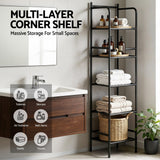 Darrahopens Furniture > Bathroom > Bathroom Cabinets, Cupboards & Storage Artiss 5 Tier Floor Standing Corner Shower Caddy Bathroom Organizer Black
