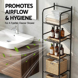 Darrahopens Furniture > Bathroom > Bathroom Cabinets, Cupboards & Storage Artiss 5 Tier Floor Standing Corner Shower Caddy Bathroom Organizer Black
