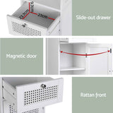 Darrahopens Furniture > Bathroom > Bathroom Cabinets, Cupboards & Storage Artiss Bathroom Cabinet Storage X2 White Rattan 161cm