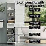 Darrahopens Furniture > Bathroom > Bathroom Cabinets, Cupboards & Storage Artiss Bathroom Cabinet Storage X2 White Rattan 161cm
