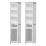 Darrahopens Furniture > Bathroom > Bathroom Cabinets, Cupboards & Storage Artiss Bathroom Cabinet Storage X2 White Rattan 161cm
