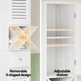 Darrahopens Furniture > Bathroom > Bathroom Cabinets, Cupboards & Storage Artiss Bathroom Storage Cabinet 170cm Tall Slim Organiser Toilet Corner Adjustable Shelf Louver Door White