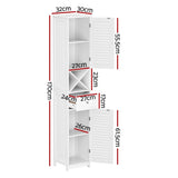 Darrahopens Furniture > Bathroom > Bathroom Cabinets, Cupboards & Storage Artiss Bathroom Storage Cabinet 170cm Tall Slim Organiser Toilet Corner Adjustable Shelf Louver Door White