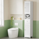 Darrahopens Furniture > Bathroom > Bathroom Cabinets, Cupboards & Storage Artiss Bathroom Storage Cabinet 170cm Tall Slim Organiser Toilet Corner Adjustable Shelf Louver Door White