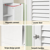 Darrahopens Furniture > Bathroom > Bathroom Cabinets, Cupboards & Storage Artiss Bathroom Storage Cabinet 170cm Tall Slim Organiser Toilet Corner Adjustable Shelf Louver Door White