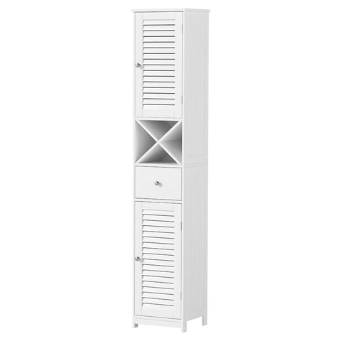 Darrahopens Furniture > Bathroom > Bathroom Cabinets, Cupboards & Storage Artiss Bathroom Storage Cabinet 170cm Tall Slim Organiser Toilet Corner Adjustable Shelf Louver Door White