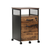 Darrahopens Furniture > Bathroom > Bathroom Cabinets, Cupboards & Storage Artiss Filing Cabinet File Cabinet with Wheels 2 Drawer Storage Rustic Brown