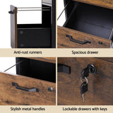 Darrahopens Furniture > Bathroom > Bathroom Cabinets, Cupboards & Storage Artiss Filing Cabinet File Cabinet with Wheels 2 Drawer Storage Rustic Brown