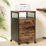 Darrahopens Furniture > Bathroom > Bathroom Cabinets, Cupboards & Storage Artiss Filing Cabinet File Cabinet with Wheels 2 Drawer Storage Rustic Brown