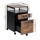 Darrahopens Furniture > Bathroom > Bathroom Cabinets, Cupboards & Storage Artiss Filing Cabinet File Cabinet with Wheels 2 Drawer Storage Rustic Brown