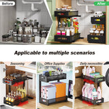 CARLA HOME 2 Pack Under Sink Organizer Pull Out Sliding Cabinet Storage Shelf with Height Adjustable for Kitchen, Bathroom or Laundry Room (Black) | darrahopens.com.au Premium AU Stock