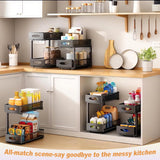 CARLA HOME 2 Pack Under Sink Organizer Pull Out Sliding Cabinet Storage Shelf with Height Adjustable for Kitchen, Bathroom or Laundry Room (Black) | darrahopens.com.au Premium AU Stock