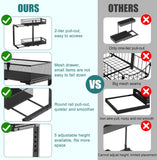 CARLA HOME 2 Pack Under Sink Organizer Pull Out Sliding Cabinet Storage Shelf with Height Adjustable for Kitchen, Bathroom or Laundry Room (Black) | darrahopens.com.au Premium AU Stock