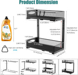 CARLA HOME 2 Pack Under Sink Organizer Pull Out Sliding Cabinet Storage Shelf with Height Adjustable for Kitchen, Bathroom or Laundry Room (Black) | darrahopens.com.au Premium AU Stock