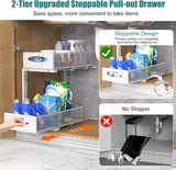 CARLA HOME 2 Pack Under Sink Organizer Pull Out Sliding Cabinet Storage Shelf with Height Adjustable for Kitchen, Bathroom or Laundry Room (White) | darrahopens.com.au Premium AU Stock