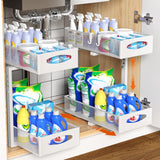 CARLA HOME 2 Pack Under Sink Organizer Pull Out Sliding Cabinet Storage Shelf with Height Adjustable for Kitchen, Bathroom or Laundry Room (White) | darrahopens.com.au Premium AU Stock